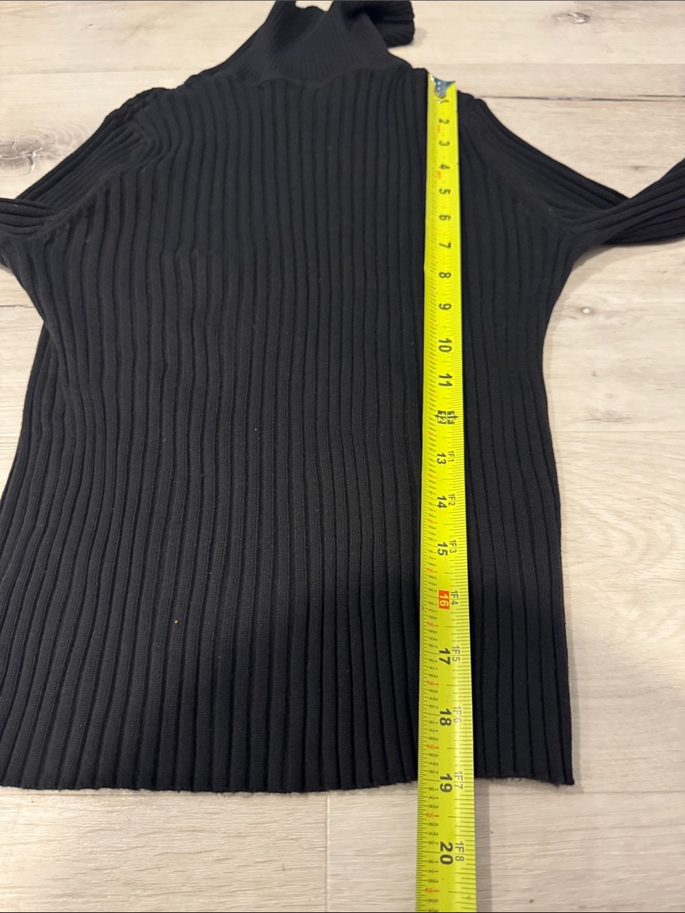 Express Black Ribbed Turtleneck Sweater in 100% Cotton. - Picture 8 of 9